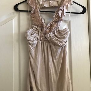 Cream Ruffle Halter Top